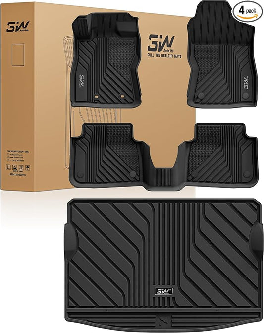 3W Floor Mats & Cargo Liner Fit for 2024 2025 2026 Subaru Crosstrek/2024 2025 2026 Subaru Impreza, All Weather TPE Car Liner Custom Fit for Crosstrek & Impreza Accessories (NOT for Hybrid)
