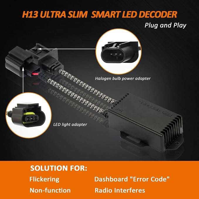 Bestview H13 9008 Canbus Decoder Kits Compatibility Anti Flickering Resistor Warning Canceler Pack of 2 | Plug and Play Smart Error Free Load Resistor Adapter Kits