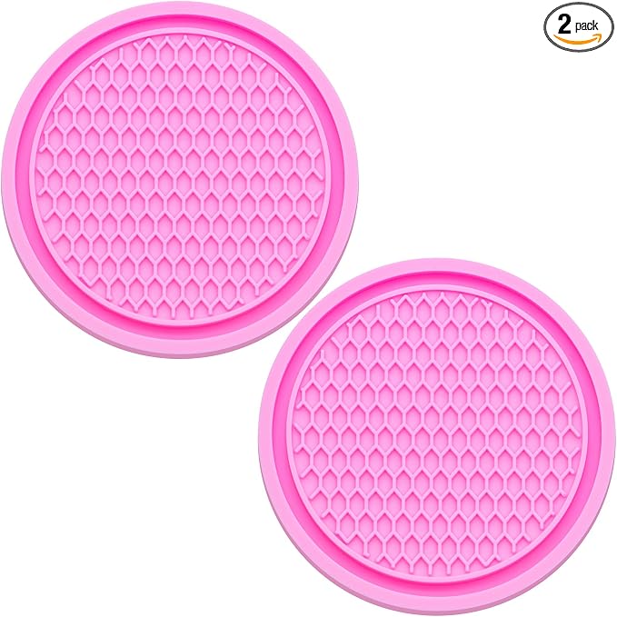 2PCS Car Cup Holder Coaster, Universal Auto Non-Slip Cup Holder Coaster, 2.75In Universal Non-Slip Recessed Car Interior Accessories (Pink)