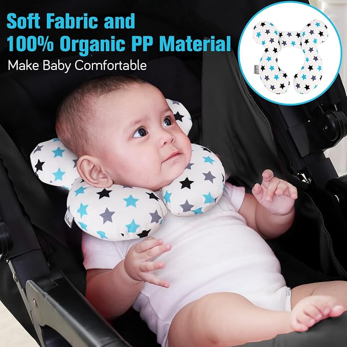 KAKIBLIN Baby Travel Pillow, Upgraded Baby Neck Pillows for Car Seat, Infant Neck Support Pillow for Head and Neck,Newborn Head Support for Car Seat,Pushchair