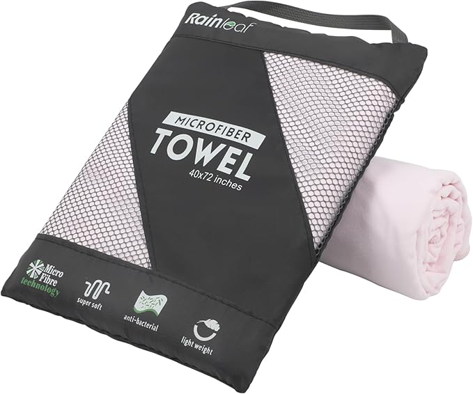 Rainleaf Microfiber Towel Quick Dry Camping & Travel & Gym Towel. Compact | Super Absorbent, Lightweight, Fast Drying. Suitable for Beach, Bath, Backpacking, Hiking, Swim.