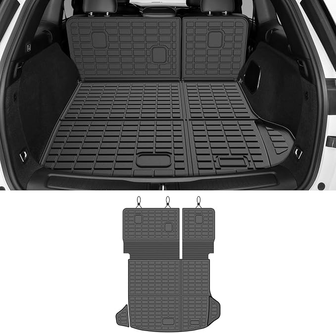 Grand Cherokee Cargo mat - Trunk Mat for Jeep Grand Cherokee 2022-2026(Include 4xe Not for L or WK), All Weather Trunk Mat & Backrest Mat for Grand Cherokee Accessories, Heavy Duty Rubber Mats