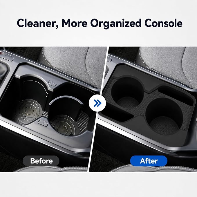 Center Console Cup Holder Insert for Kia K4 2025 2026, Soft Silicone Cup Holder Organizer Tray, Dual Drink Slots, Anti-Slip Interior Storage Bin Accessories, Black