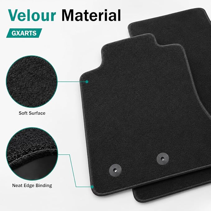 GXARTS Car Floor Mats Carpet Full Set All-Weather Protect Compatible with Ford Edge 2018 2019 2020 2021 2022 2023 2024 | WaterproofBlack Car Mats with Anti-Slip Backing