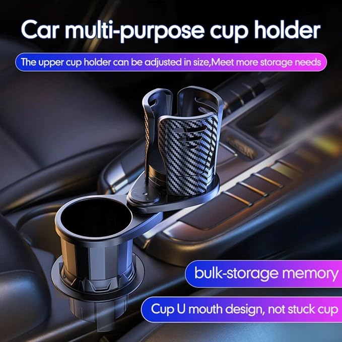 Car Cup Holder Expander, 2 in 1 360° Rotating Adjustable Fits 40oz Bottles | Fits 40oz Yeti & Hydro Flask, 2-in-1 360° Rotating, Durable ABS, Adjustable Base, Easy Install, Stable Hold, Universal Fit