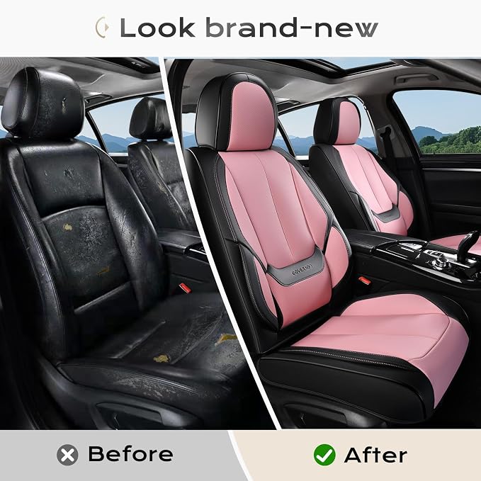 Coverado Car Seat Covers, Seat Covers for Cars, Waterproof Leather Auto Seat Protectors, Leather Car Seat Cushion, Car Interiors Accessories Universal Fit for Most Cars