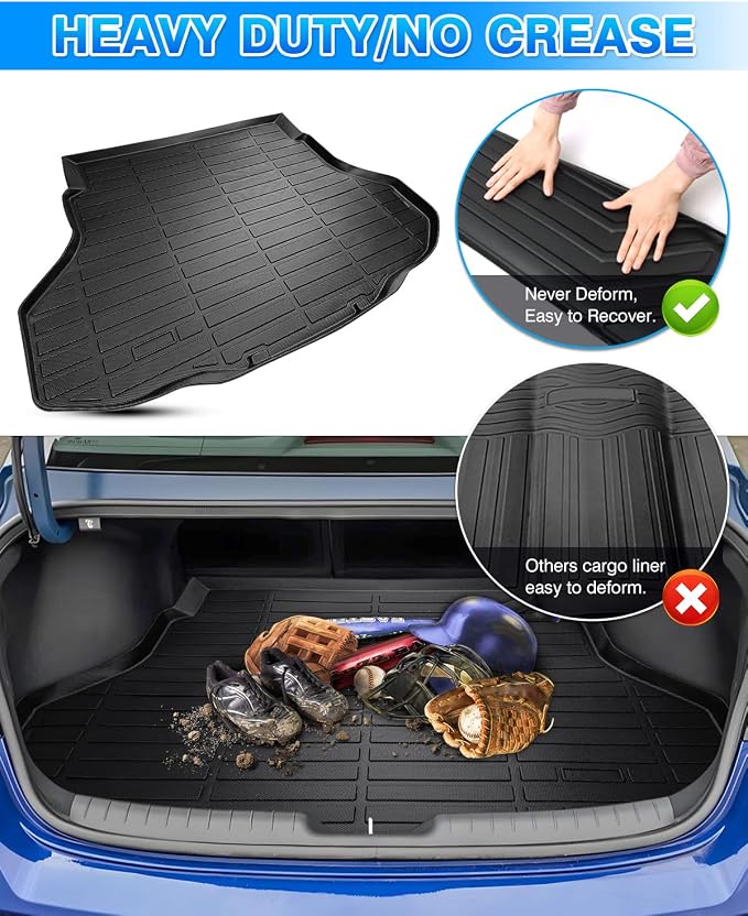 Cartist Cargo Liner Compatible with Hyundai Elantra & Elantra N & Elantra Hybrid 2021 2022 2023 2024 2025 All Weather Rear Trunk Mat TPE (Not Fit Elantra GT Models)