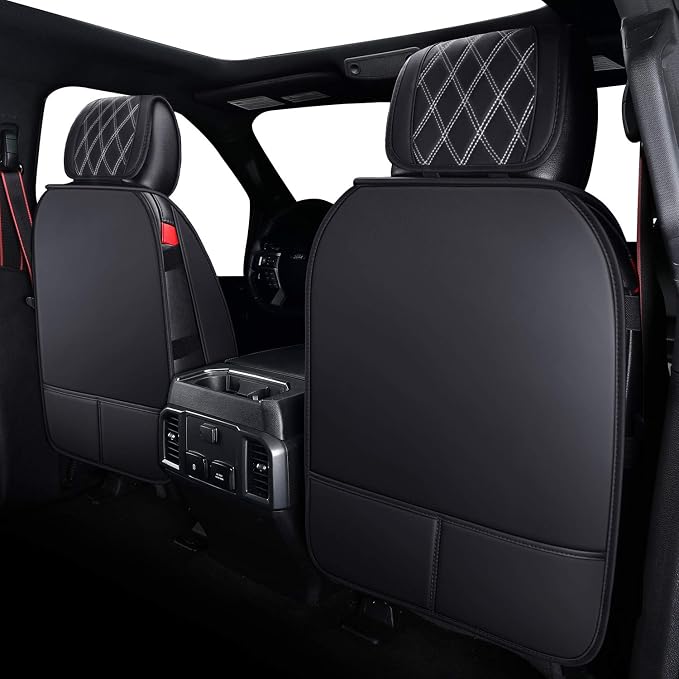 Aierxuan Full Set Car Seat Covers Custom Fit 2009-2026 Ford F150 Crew Cab, 2017-2026 F250 F350 F450 Super Duty Pick-up Truck, Automotive Vehicle Cushion Cover with Waterproof Leather (Black and White)