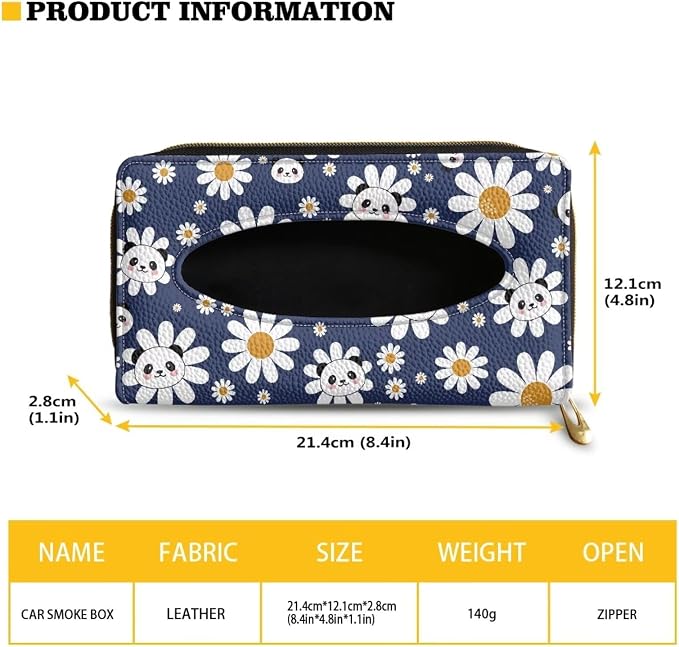 Universal Car Visor Tissue Holder Blue Daisy Panda Car Visor Accessories Tissue Box for Sun Visor & Back Seat