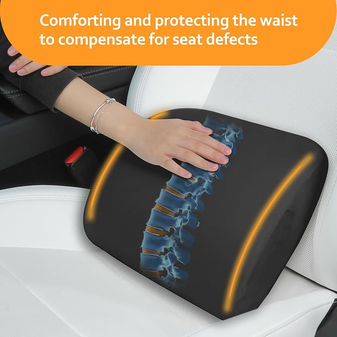 Memory Foam Lumbar Support Pillow for Tesla Black 1pc | For model Y / 3 / S / X / Lower Back Support for Car Improved Posture Backrest Mid / Lower Back Support Cushion for Car Seat