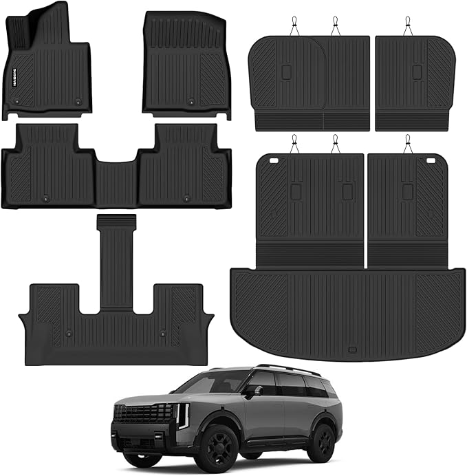 Naibeve Floor Mats for 2027 Telluride Gas 8 Seats 2nd Row Bench Seat | All Weather Floor Mats, Cargo Mat, 2nd Row Backrest Mats, Backrest Mats, (Not for Hybrid) Interior Protector accessories