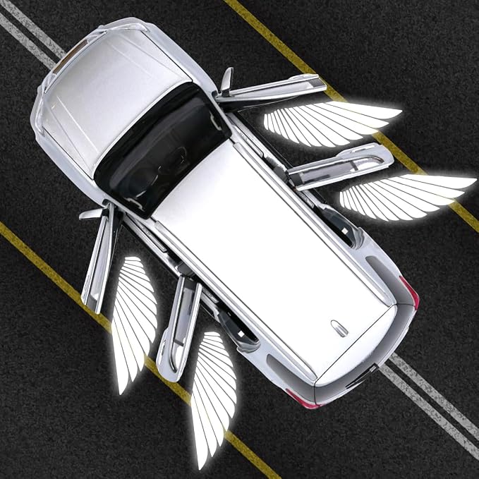2 PCS Car LED Angel Wing Car Door Light Logo Projector Car Brand Logo LED Ghost Shadow Light Projector car Open Door Light car Welcome Light car Door Projector Lights (Angel Wings)