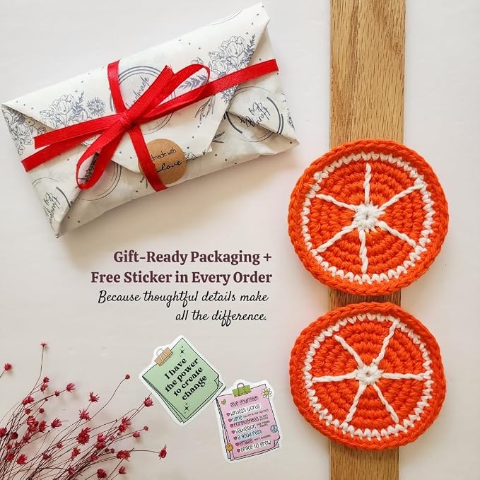 Cotton Crotchet Fruit Car Coaster Set (Zesty Pop)