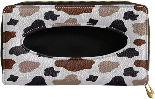 Cow Brown Mask Holder for Car PU Leather Car Tissue Box Sun Visor Napkin Holder Cow Brown Leather Tissue Holder