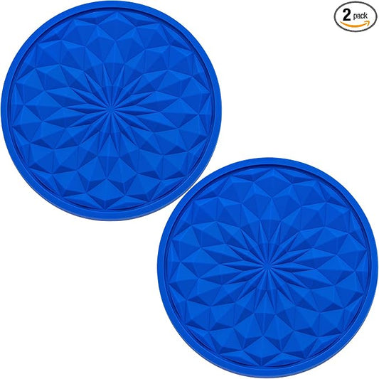 2 Pack Silicone Car Cup Holder Coaster – 2.75 Inch Non-Slip Drink Mat, Universal Fit for Most Vehicles – Cute & Functional Auto Accessories (Deep Blue)
