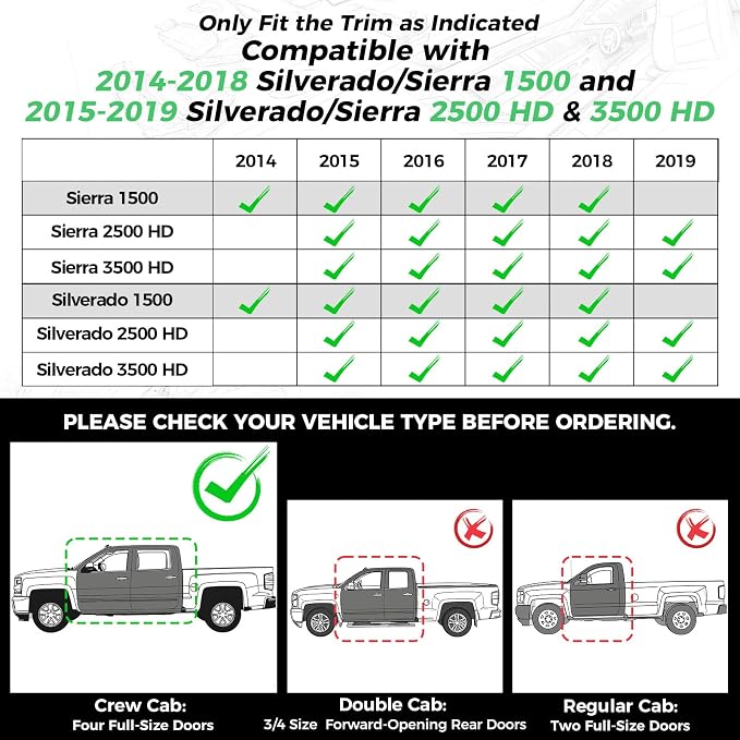 Custom Seat Covers for 2014-2018 Silverado/Sierra 1500 Crew Cab | Fits 2500/3500HD 2015-2019, Jump Seat Cover(armrest storage only), Faux leather, Waterproof, Scratch-resistant, Easy-clean