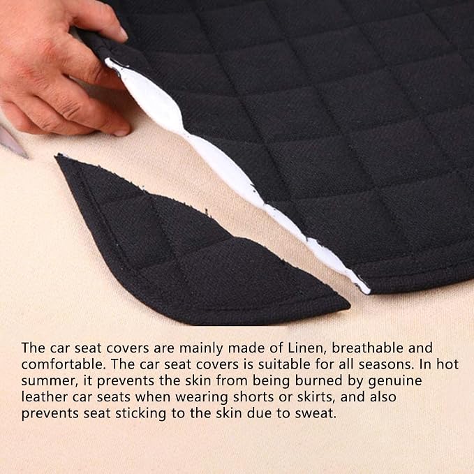 Suninbox Cooling Car Seat Covers,Cloth Seat Covers for Cars,Linen Car Seat Protector,Front Seat Only Universal Fits Most Automotive,Vans,SUVs,Trucks Black
