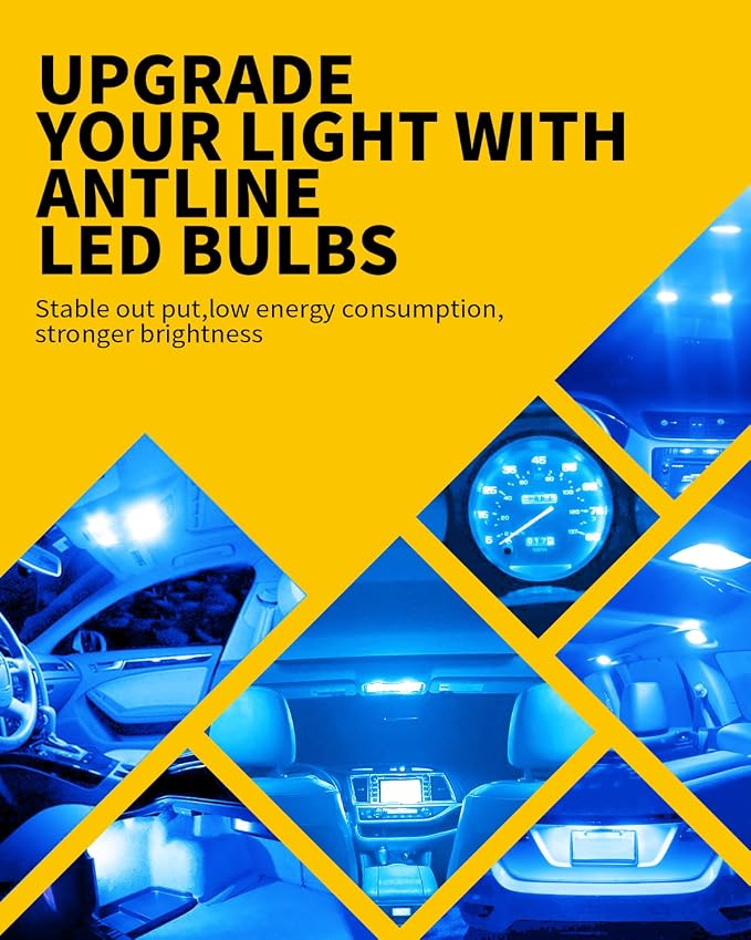 Antline 211-2 212-2 578 569 214-2 41MM 1.61”LED Bulb Ice Blue, Super Bright Canbus Error Free 12 Volt Replacements for Interior Dome Map Vanity Mirror Sun Visor Lights (Pack of 10)