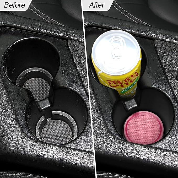 4 Pack Car Cup Holder Coaster, 2.75 Inch Diameter Non-Slip Universal Insert Coaster, Durable, Suitable for Most Car Interior, Car Accessory for Women and Men (Rose Red)