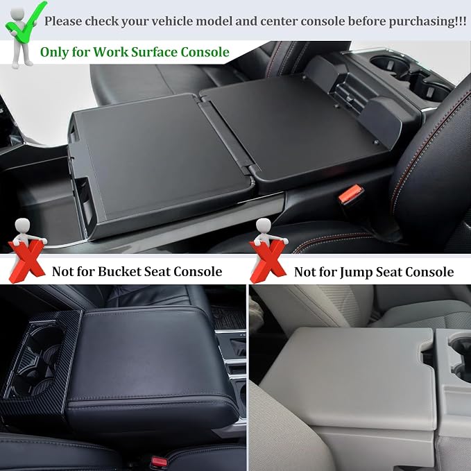 JDMCAR Armrest Cover Compatible with 2021-2025 2026 F150 PU Leather Car Interior Accessories, Customized Anti-Scratch Leather Armrest Lid Protector Pad (Work Surface Console Only)