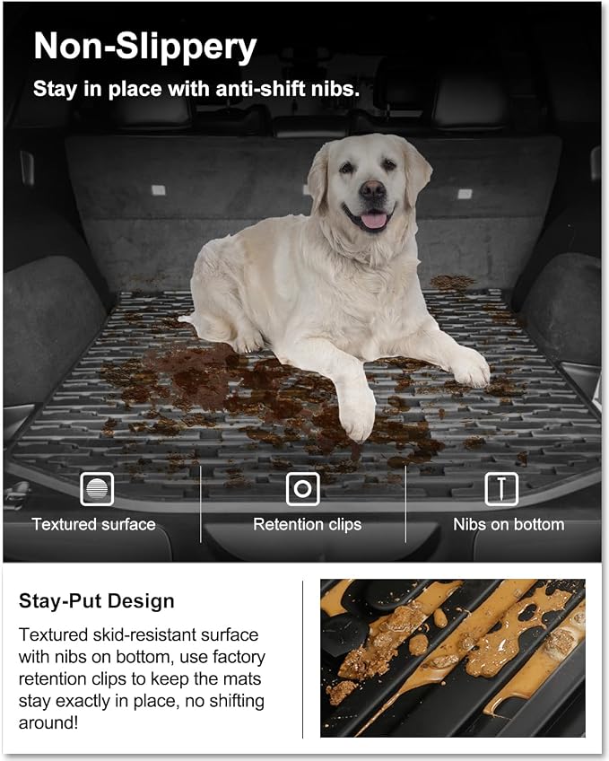 Kiwi Master Floor Mats & Cargo Mat for 2016-2021 Jeep Grand Cherokee | OEM Replacement 82215577 82212085, Custom Fit All Weather Car Mats, Heavy Duty TPE Floor Liners, Front Rear Trunk Set, Black