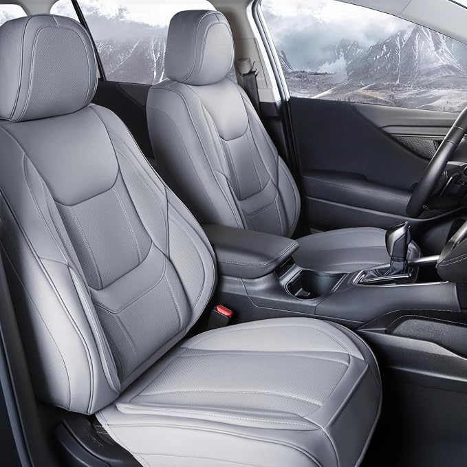 Coverland Custom Truck Car Seat Covers Front Seats for [2010-2014 F150 SVT Raptor SuperCrew Cab] - Protector Car Seat Cover Water Resistant Leather Memory Form Back Support Seat Cushion [Front-Gray]