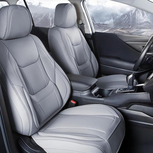 Coverland Custom Truck Car Seat Covers Front Seats for [2004-2010 F250, F350 Super Duty Regular Cab 40/20/40 Split Bench] - Protector Water Resistant Leather Memory Form Back Support [Front-Gray]