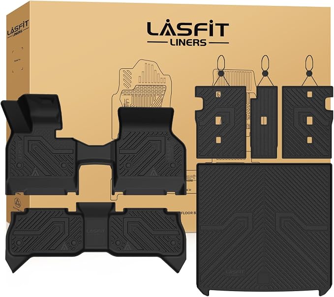 LASFIT Full Set Floor Mats for BMW IX 2022-2026 Custom Fit TPE All Weather 1st & 2nd Row & Seat Back Mat & Cargo Mat Car Mats and Trunk Liners Accessories for xDrive45 xDrive50 xDrive60 M60 M70