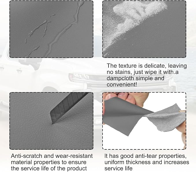 SecosAutoparts 2014-2018 Center Console Armrest Cover Lid for Chevy Silverado & GMC Sierra 1500 2500 3500 - Dark Gray Leather Replacement Cover, Jump Seat 40/20/40 Split Bench, Microfiber Leather