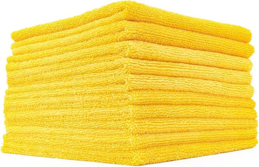 The Rag Company - Edgeless 365 Microfiber Towels (10-Pack) Premium 70/30 Blend, Professional Polishing, Wax Removal, Auto Detailing, 365gsm, 16in x 16in, Gold