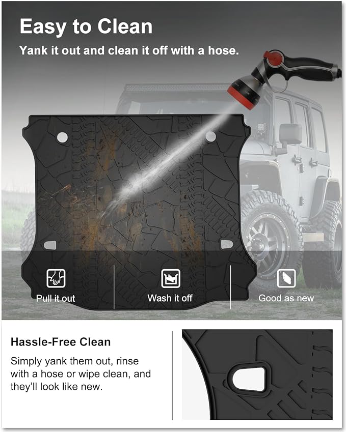 Kiwi Master Cargo Mat for 2007-2018 Jeep Wrangler JK | OEM Replacement 82213184, Custom Fit All Weather Rear Cargo Liner, Heavy Duty TPE Tray Trunk Mat, Black