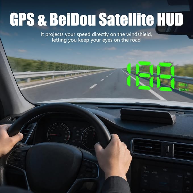MPH/KMH Heads Up Display for Cars,Smart High Accuracy GPS Digital Speedometer for Car with HUD Display & Auto Light Sensor,Overspeed Warning Speedometer for Cars/SUVs/Trucks