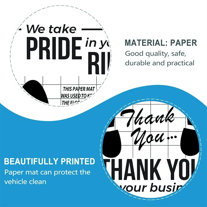White Car Paper Floor Mats : 50 Pcs Disposable Floor Cars Auto Vehicles Automotive Mat Covers Protector Detailing Detail Wash Temporary Sticky 16x20inch, fzp202