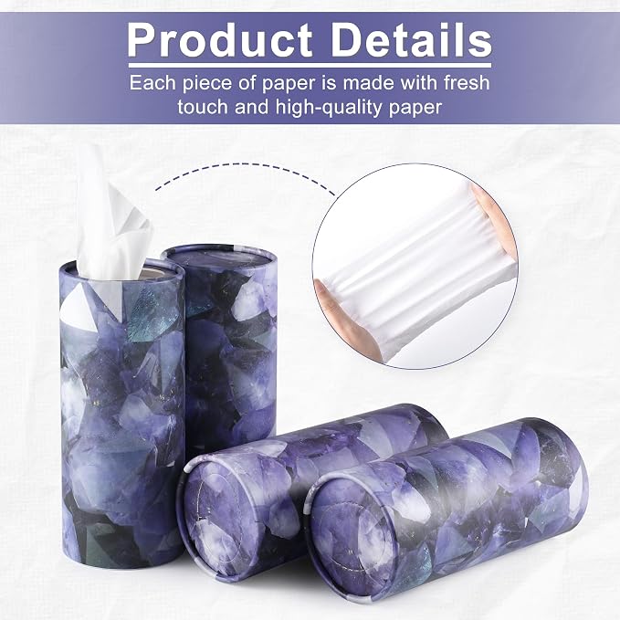 SINGARO Car Tissue Holder, 4 Pack Car Cup Holder Facial Tissues with Travel Tissue Bag, Quick and Convenient Flower Combination Box(4 Canisters/200 Tissues) Purple