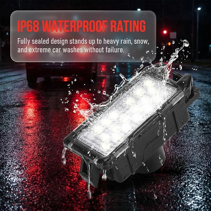 2PCS Car LED License Plate Light, OEM# 68228930AA Vehicle Tag Light Assembly, Automotive Exterior License Plate Lamp Replacement, Compatible with Levante Compass Viper