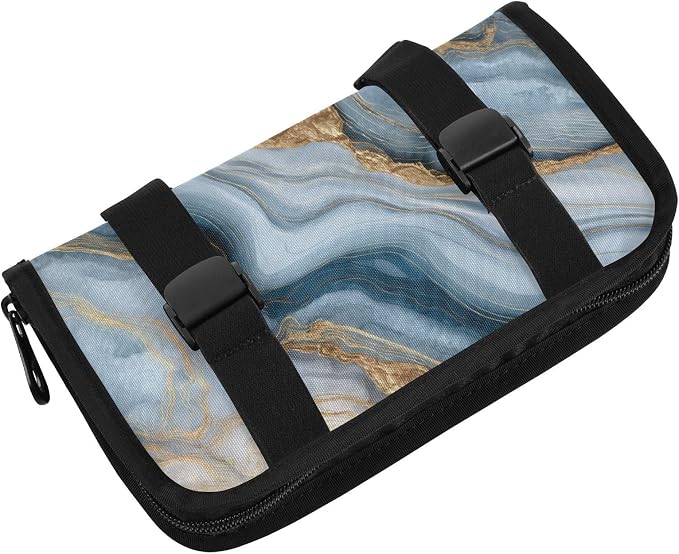 Marble Blue and Gold Lines Car Tissue Holder Durable Napkin Holder Hanging Tissue Holders Case Car Tissues Bag for Sun Visor Seat Back Universal Auto