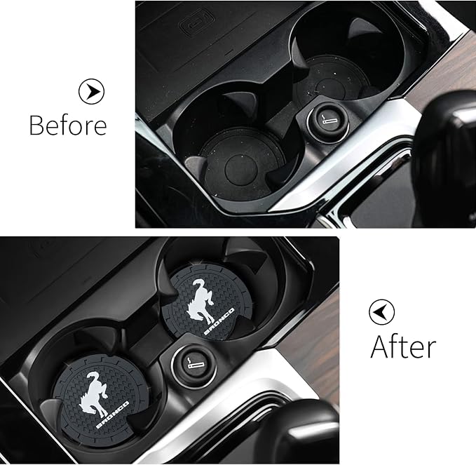 Car Cup Holder Coaster for Ford Bronco Sport Recessed Silicone Cupholder Coaster Interior Accessories 2.75in 2Pack Black