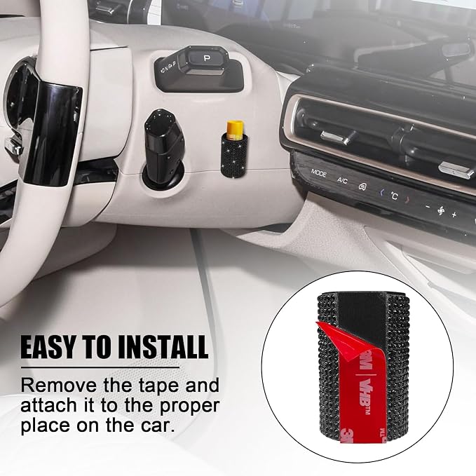 Upright Car Chapstick Holder, Bling Insulating Lip Balm Holder,Rhinestone Car Accessories for Women Interior ,Suitable for Most Vehicles. (Black)