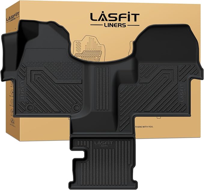 LASFIT Floor Mats for Mercedes Benz Sprinter 1500/2500/3500/4500 2019-2026 | LASFIT Car Mats for Sprinter 2019-2026( Fit Cargo Van & Cab Chassis), All Weather TPE Non-Slip, 1st Row with Aisle Liner