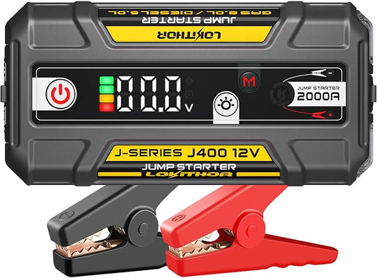 LOKITHOR J400 Jump Starter - 12V 2000A Lithium Battery Jump Pack, Portable Jump Box, Car Starter, Jumper Cables - for Up to 8.0L Gas & 6.0L Diesel Engines | ConnectMax Tech - Smart Digital Display