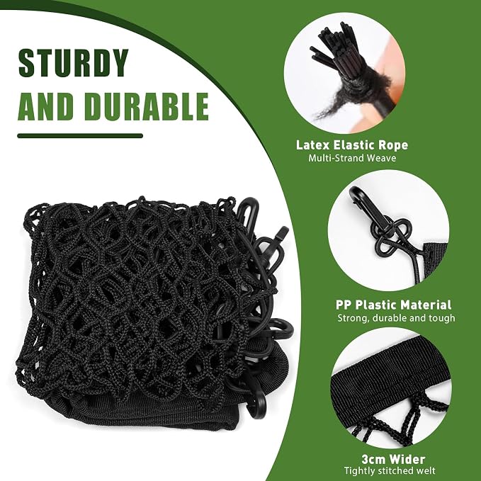 Trunk Cargo Net for 2010-2024 Toyota 4Runner 2 Row Model Only, Trunk Organizer Luggage Net Anti-Slip Rear Mesh Cargo Netting for 4 Runner SUV Accessories(Floor Style)