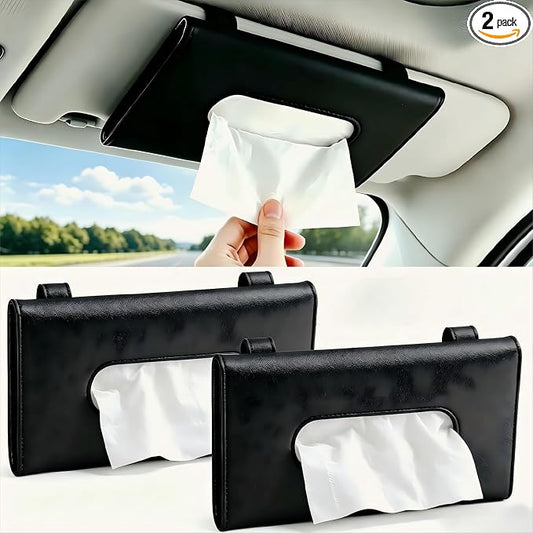 2 Pack Car Tissue Holder - Automotive Visor Tissue Interior Accessories for Truck SUV Van Black