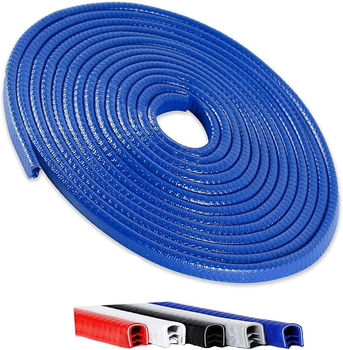 Winfort 16.5FT(5M) Universal Car Door Edge Protector Guards, No-Glue Required Rubber Seal U Shape Automotive Door Entry Guard, Suitable for Most Cars, SUVs and Trucks (Blue)