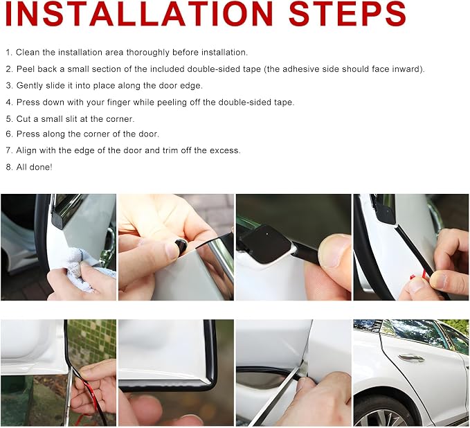Clear Car Door Edge Guards, 32Ft U Shape Auto Door Edge Trim Anti-Collision Protective Strip, Self-Adhesive Doors Edges Guard Seal Protector for Most Vehicles, Car Accessories