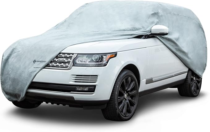 Budge Protector V SUV Cover, 5 Layer Premium Weather Protection, Waterproof, Dustproof, UV Treated SUV Cover,Gray,Size 0: Fits SUVs up to 162" L x 59" W x 60" H