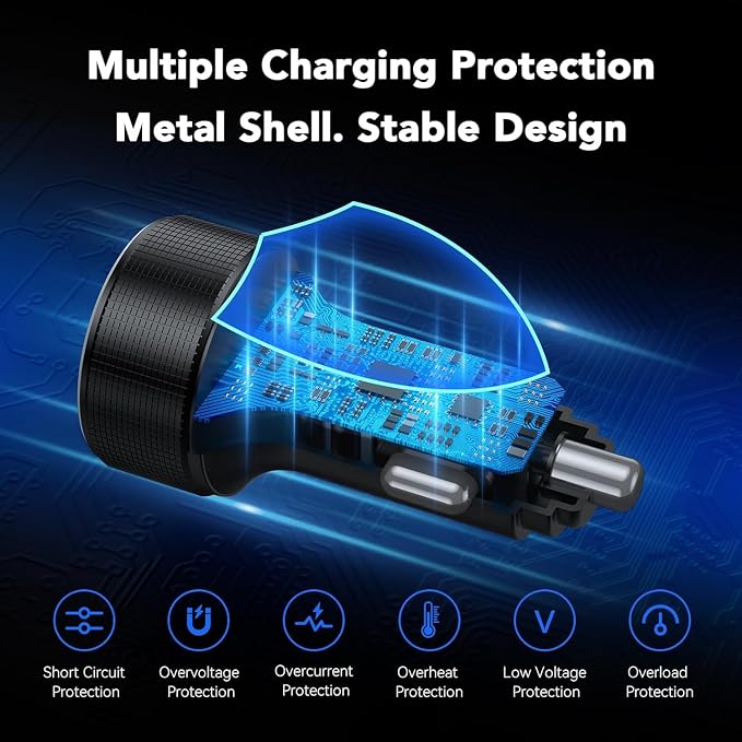 131W Car Charger Super Fast Charging Cigarette Lighter USB Phone Accessories Charger Adapter with QC USB c Type c PD Universal Quick Charge Multi 4 Port for 12-24v Car Cigarette Lighter Plug