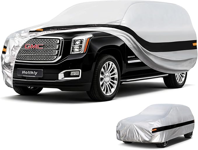 10 Layers SUV Car Cover Waterproof All Weather for Automobiles,100% Waterproof Outdoor Car Covers Rain Snow UV Protection.Custom Fit for GMC Yukon,Chevrolet Tahoe,Jeep Wagoneer,Lincoln MKT,etc