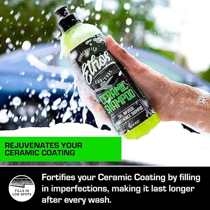 Ceramic Car Shampoo - Slick Car Wash Soap for Ceramic Coatings - pH-Balanced Car Wash Shampoo - Adds Hydrophobic Protection | Enhances Coatings, Waxes or Sealants | Incredible Shine (16oz - 2 Pack)