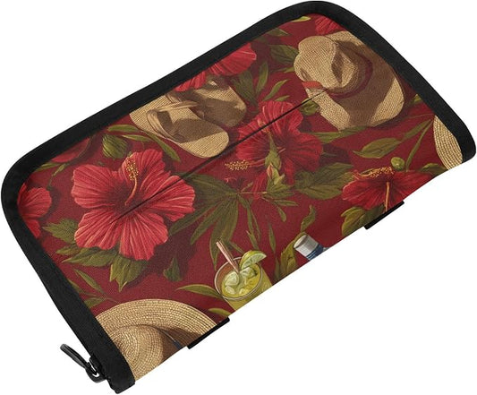 Hot Red Tropical Hibiscus Car Tissue Holder Durable Napkin Holder Hanging Tissue Holders Case Car Tissues Bag for Sun Visor Seat Back Universal Auto