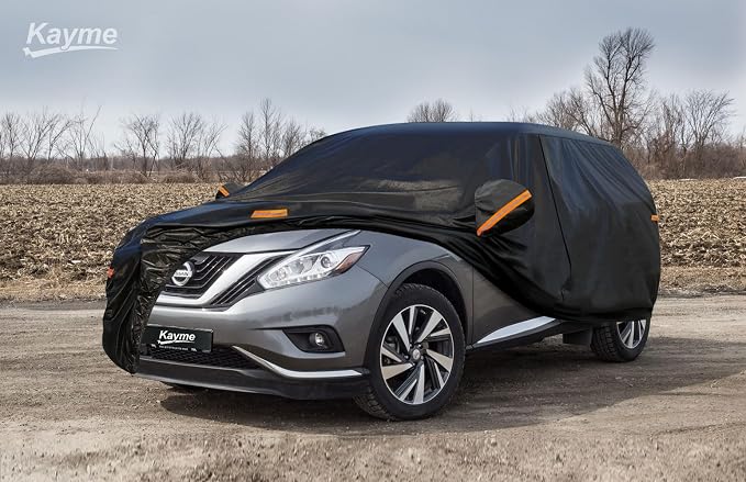 Kayme 7 Layers SUV Car Cover Custom Fit for Nissan Murano (2008-2025) Waterproof All Weather for Automobiles,Outdoor Full Cover Rain Sun UV Protection.Black